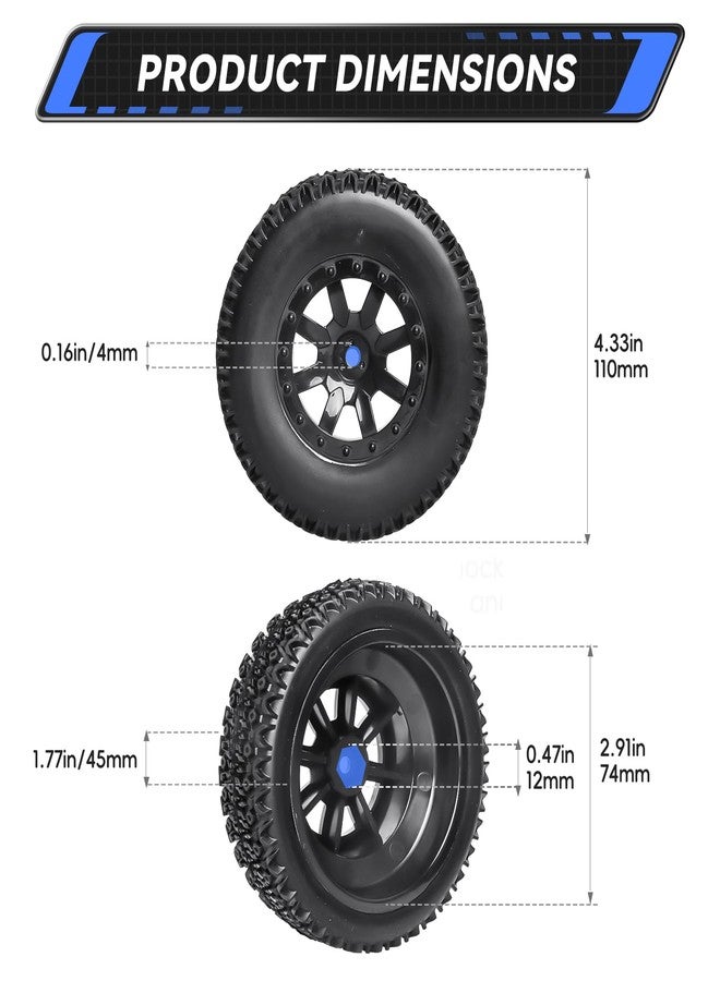 AllinRC RC Short Course Truck Tires 1/10 Scale, High-Performance Pre-glued RC Wheel Rim and Tires Set 12mm Hex with Foam Inserts for Traxxas Slash 4X4 2WD HPI VKAR Redcat HSP LRP 4PCS (Style B) - Image 2